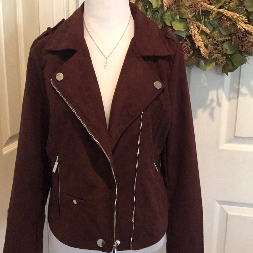Maroon suede looking Kenneth Cole lined jacket